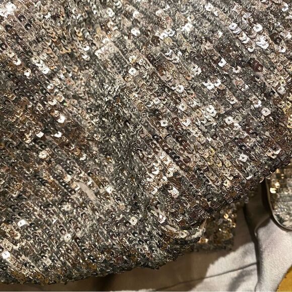 Jonathan Simkhai Zay Hammered Sequin Draped Bustier Midi Dress silver party FWRD - Picture 10 of 10